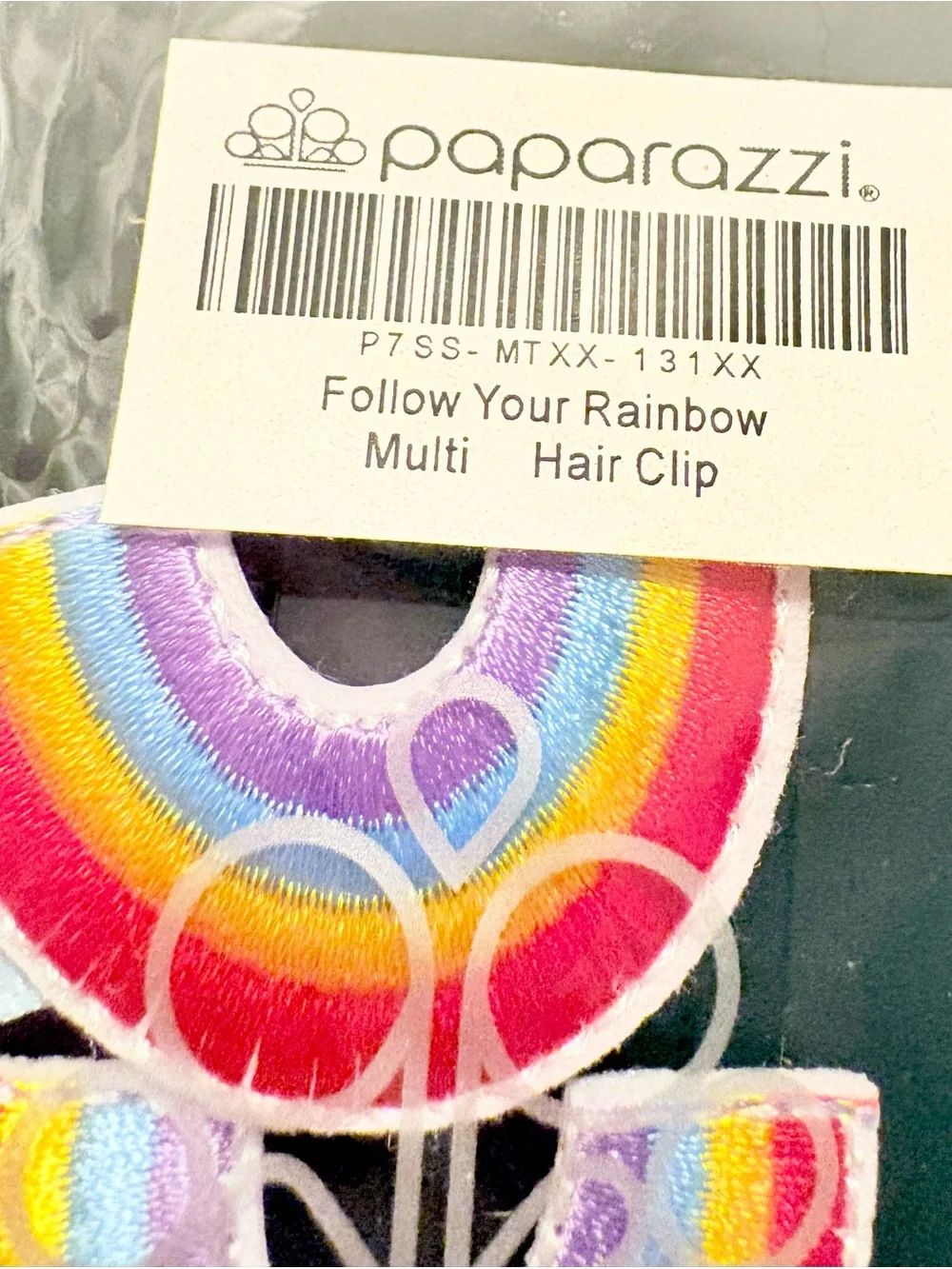 paparazzi Rainbow & Star Kids Hair Clip Set of 7pc- Red Blue Silver Gold Pink